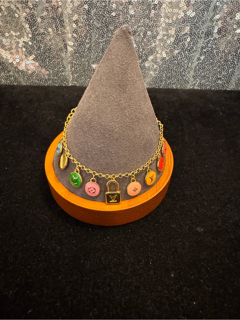 Louis Vuitton Gold-Tone Enamel Charm Bracelet with Multicolor Charms